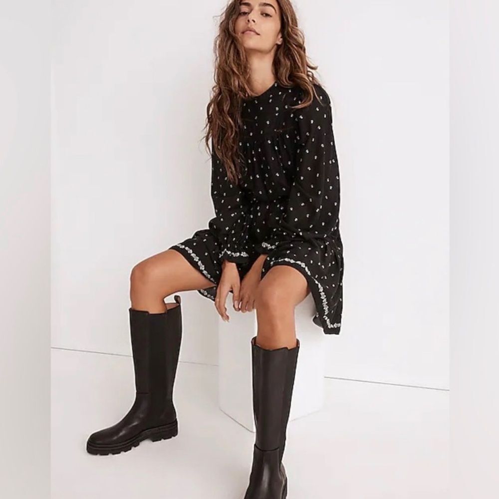Madewell Mockneck Mini Dress in Welsh Blossoms